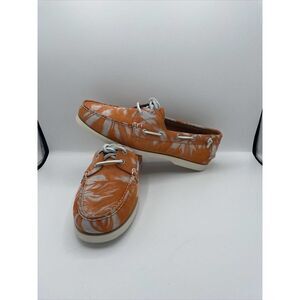 Ralph Lauren Polo Merton suede boat shoes orange abstract NWOB size 8,9